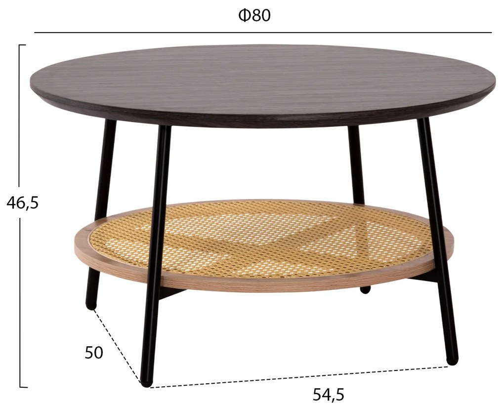 ΣΕΤ 2ΤΜΧ ΤΡΑΠΕΖΙΑ ΣΑΛΟΝΙΟΥ SEWELL HM21087 MDF-ΜΕΤΑΛΛΟ-ΣΥΝΘΕΤΙΚΟ RATTAN Φ80εκ &amp; Φ45εκ