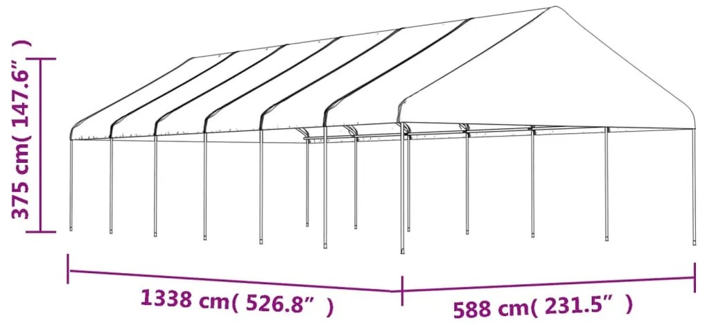 vidaXL Κιόσκι με Τέντα Λευκό 13,38 x 5,88 x 3,75 μ. από Πολυαιθυλένιο