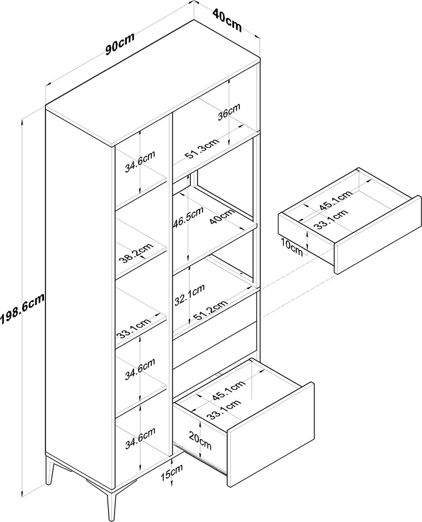 Ντουλάπι Λευκό EVAL 90x40x198.6