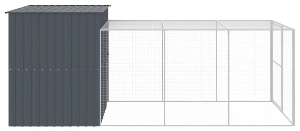 vidaXL Σπιτάκι Σκύλου με Αυλή Ανθρακί 214x457x181 εκ. Γαλβαν. Χάλυβας