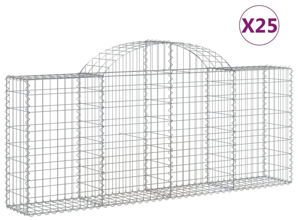 vidaXL Συρματοκιβώτια Τοξωτά 25 τεμ. 200x30x80/100 εκ. Γαλβαν. Ατσάλι