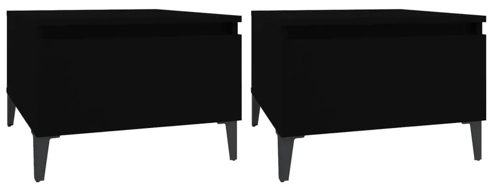 vidaXL Βοηθητικά Τραπέζια 2 τεμ. Μαύρα 50x46x35 εκ. Επεξεργασμένο Ξύλο