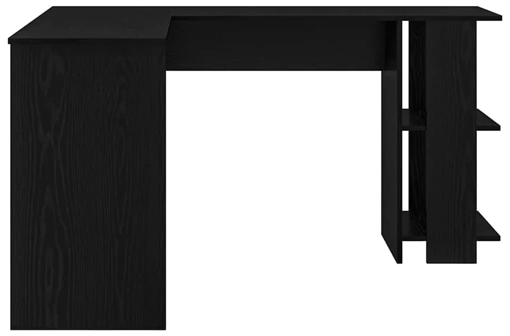 vidaXL Γωνιακό γραφείο με ράφι Μαύρη Οξυά 140 x 113,5 x 75 εκ.