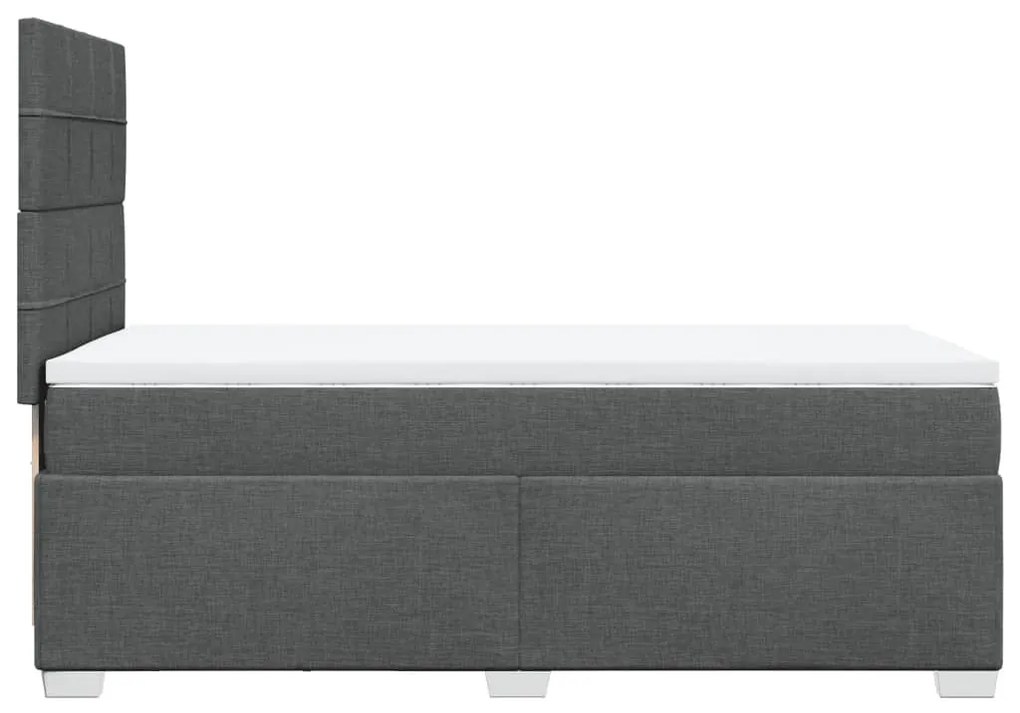 Κρεβάτι Boxspring με Στρώμα Σκούρο Γκρι 90x200 εκ. Υφασμάτινο - Γκρι