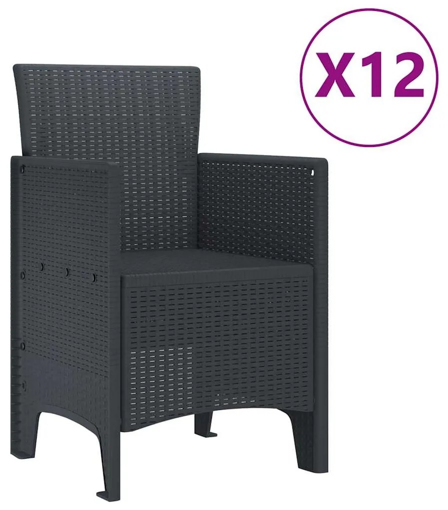 vidaXL Σέτ φαγητού για κήπο 13 pcs Ανθρακί Πλαστικό