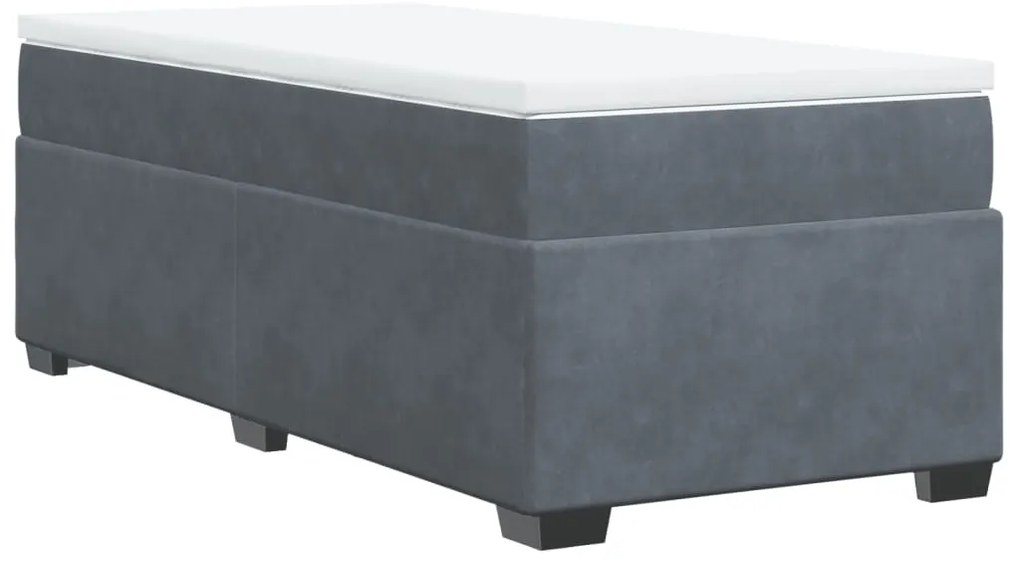 vidaXL Κρεβάτι Boxspring με Στρώμα Σκούρο Γκρι 90x200 εκ. Βελούδινο