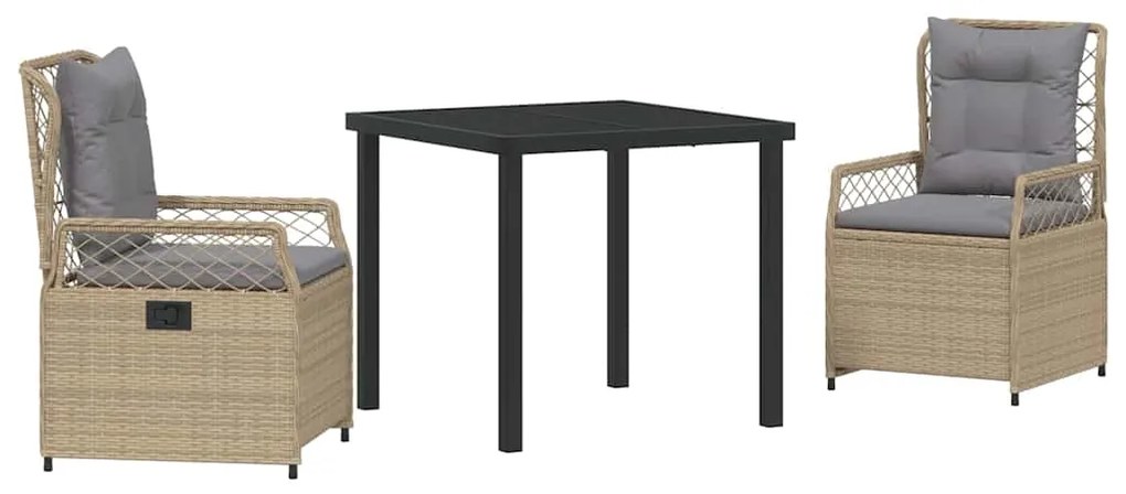 vidaXL Σέτ φαγητού για κήπο 3 pcs Μπέζ και Ανοιχτό Γκρι