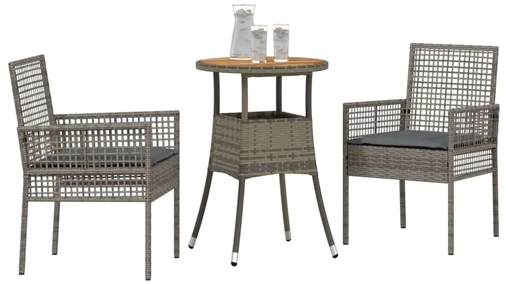 vidaXL Σέτ φαγητού για κήπο 3 pcs Γκρι συνθετικό ρατάν