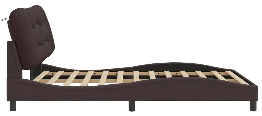 Πλαίσιο Κρεβατιού με Κεφαλάρι Σκ. Καφέ 160x200 εκ. Υφασμάτινο - Καφέ