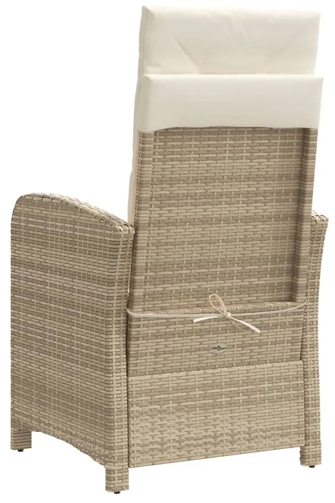 vidaXL Καρέκλες Κήπου Ανακλινόμενες 2 τεμ. Μπεζ Συνθ. Ρατάν &amp; Υποπόδιο