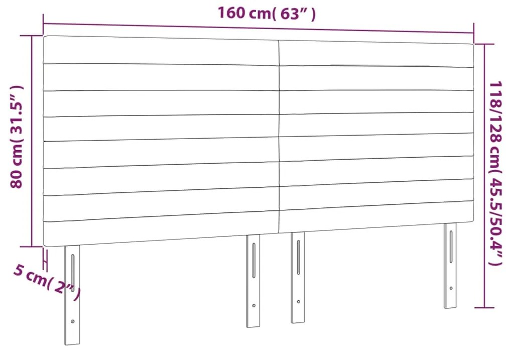 vidaXL Κεφαλάρι Κρεβατιού LED Ανοιχτό Γκρι 160x5x118/128εκ. Υφασμάτινο