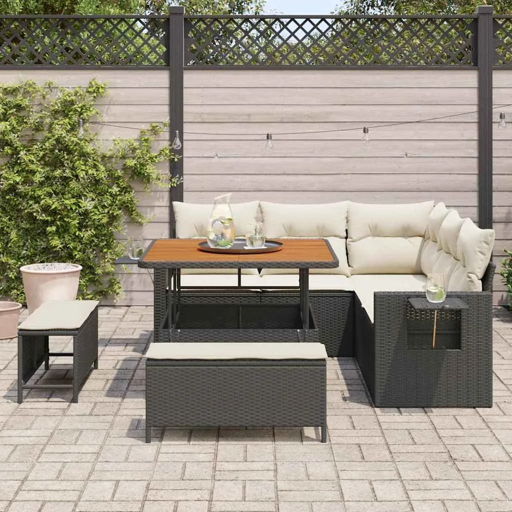 vidaXL Σετ Καναπέ Κήπου 8 pcs Μαύρο συνθετικό ρατάν