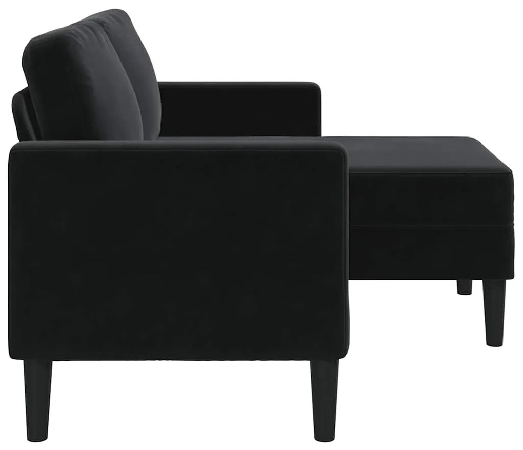 vidaXL Διθέσιος Καναπές με Σεζλόνγκ σε Σχήμα L Μαύρος Βελούδος 125 εκ.