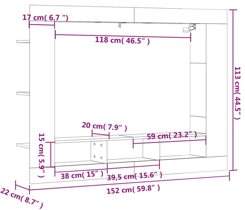 ΈΠΙΠΛΟ ΤΗΛΕΟΡΑΣΗΣ ΓΚΡΙ ΣΚΥΡΟΔΕΜΑΤΟΣ 152X22X113 ΕΚ. ΕΠΕΞ. ΞΥΛΟ 833725