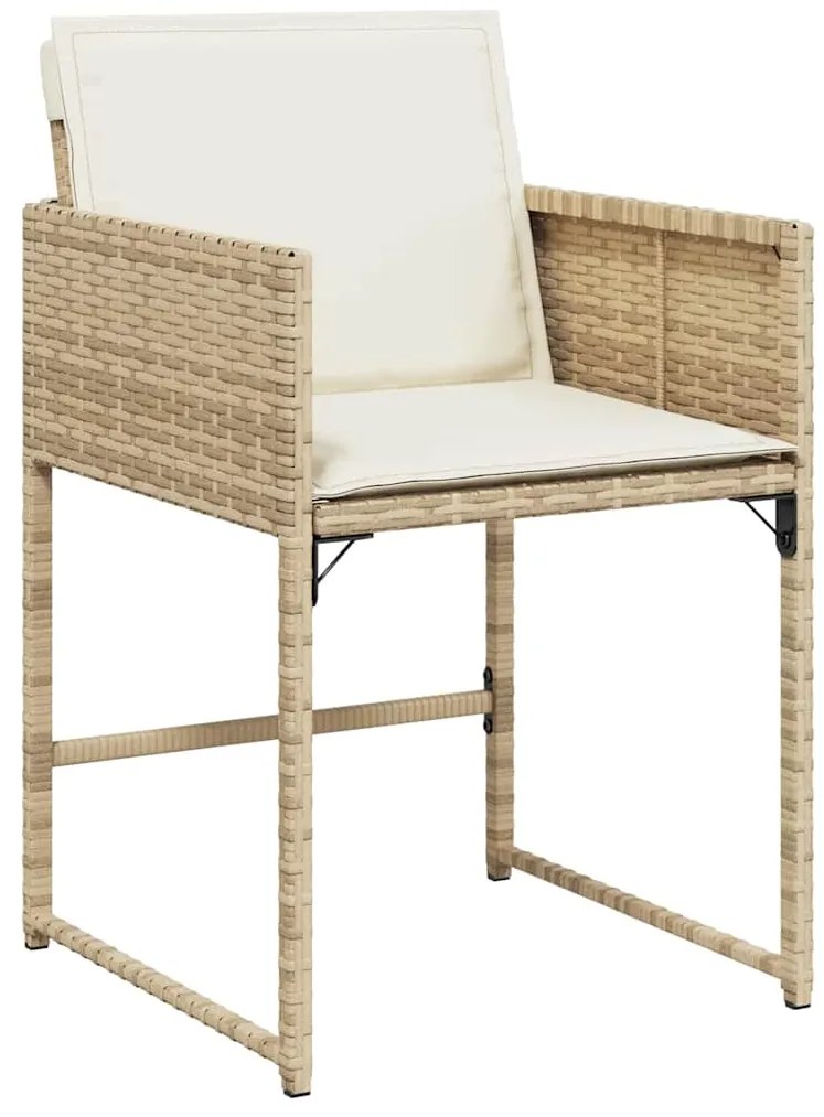 vidaXL Σέτ φαγητού για κήπο με μαξιλάρι 5 pcs Μπεζ συνθετικό ρατάν