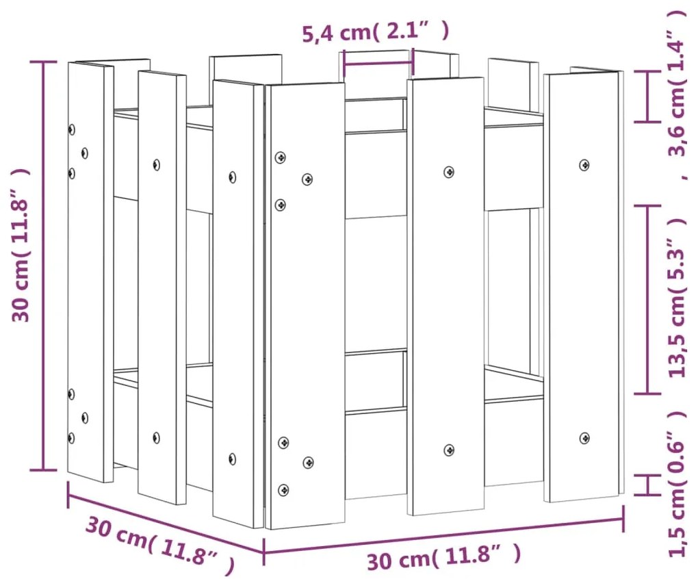 ΖΑΡΝΤΙΝΙΕΡΑ ΜΕ ΣΧΕΔΙΟ ΦΡΑΧΤΗ 30 X 30 X 30 ΕΚ. ΜΑΣΙΦ ΞΥΛΟ ΠΕΥΚΟΥ 832442