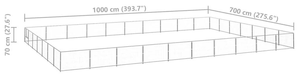 vidaXL Σπιτάκι Σκύλου Ασημί 70 μ² Ατσάλινο