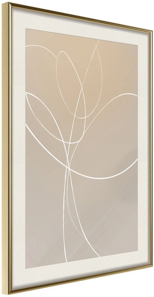 Αφίσα - White Tulip - 20x30 - Χρυσό - Με πασπαρτού