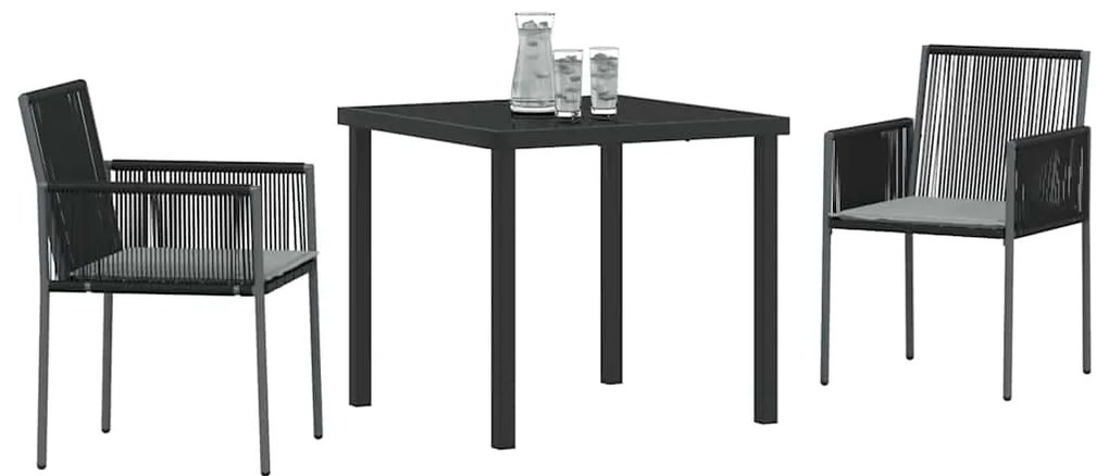 vidaXL Σέτ φαγητού για κήπο 3 pcs Μαύρο Ράτα PE