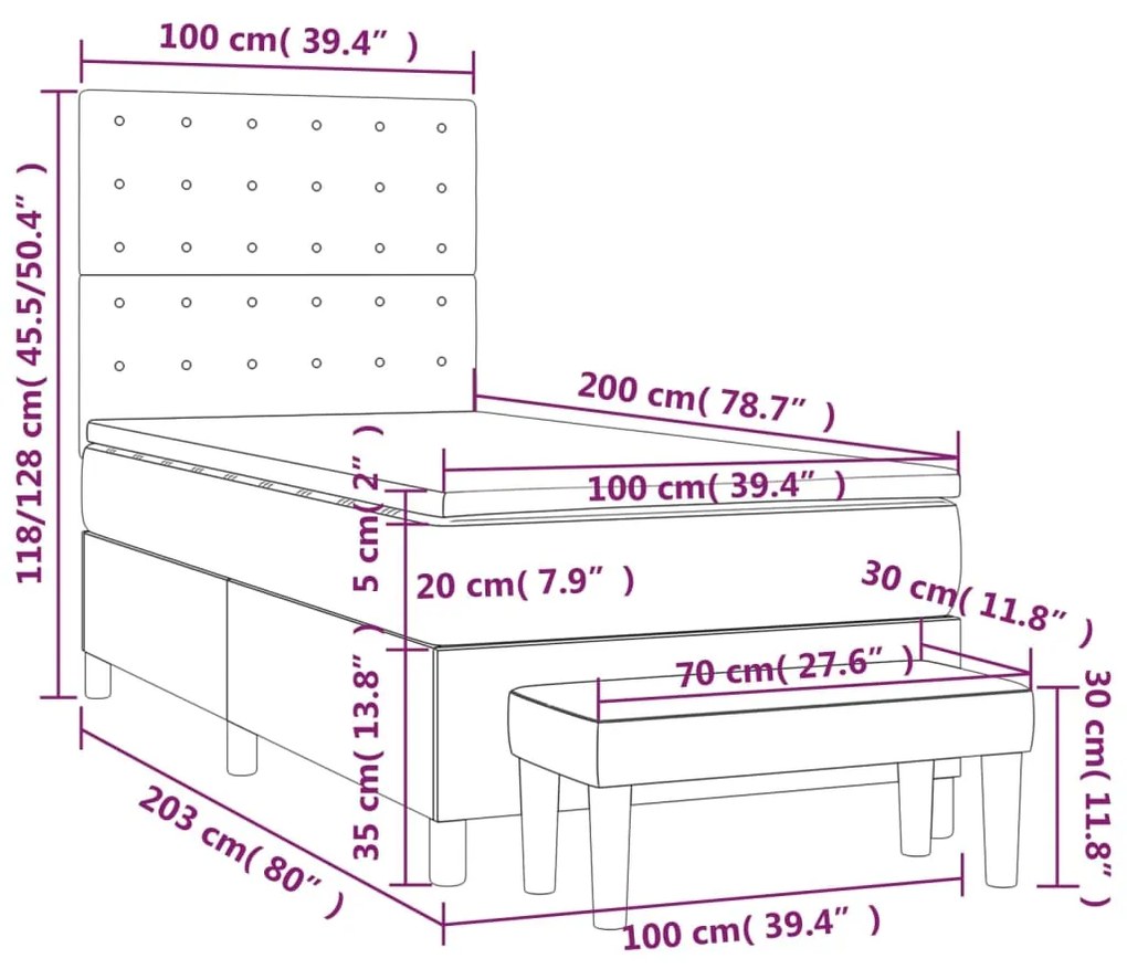 ΚΡΕΒΑΤΙ BOXSPRING ΜΕ ΣΤΡΩΜΑ ΣΚΟΥΡΟ ΜΠΛΕ 100X200 ΕΚ. ΒΕΛΟΥΔΙΝΟ 3138071