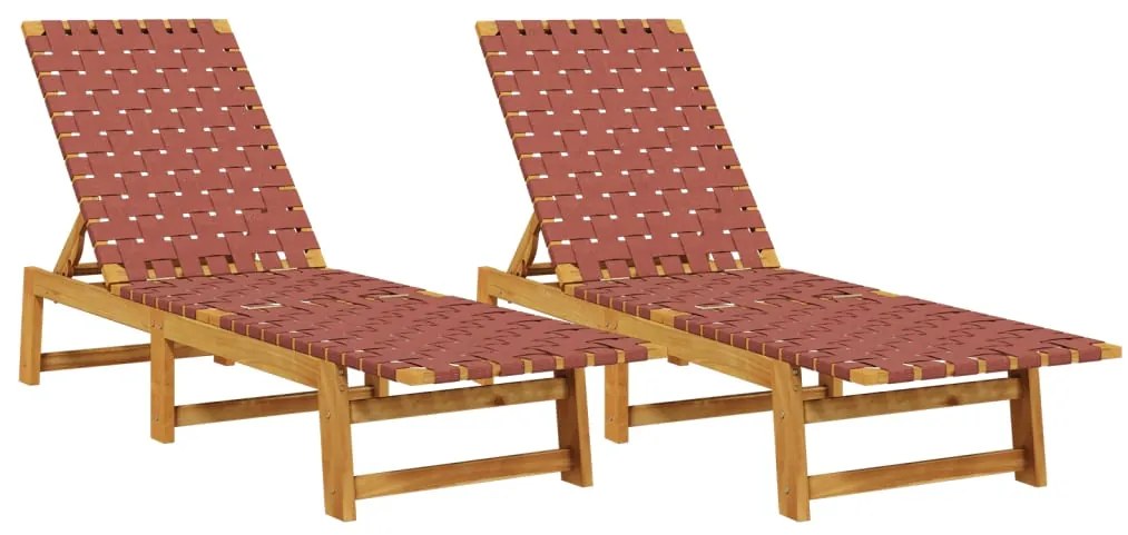 vidaXL Ξαπλώστρες 2 τεμ. Κόκκινο από Μασίφ Ξύλο Ακακίας και Ύφασμα