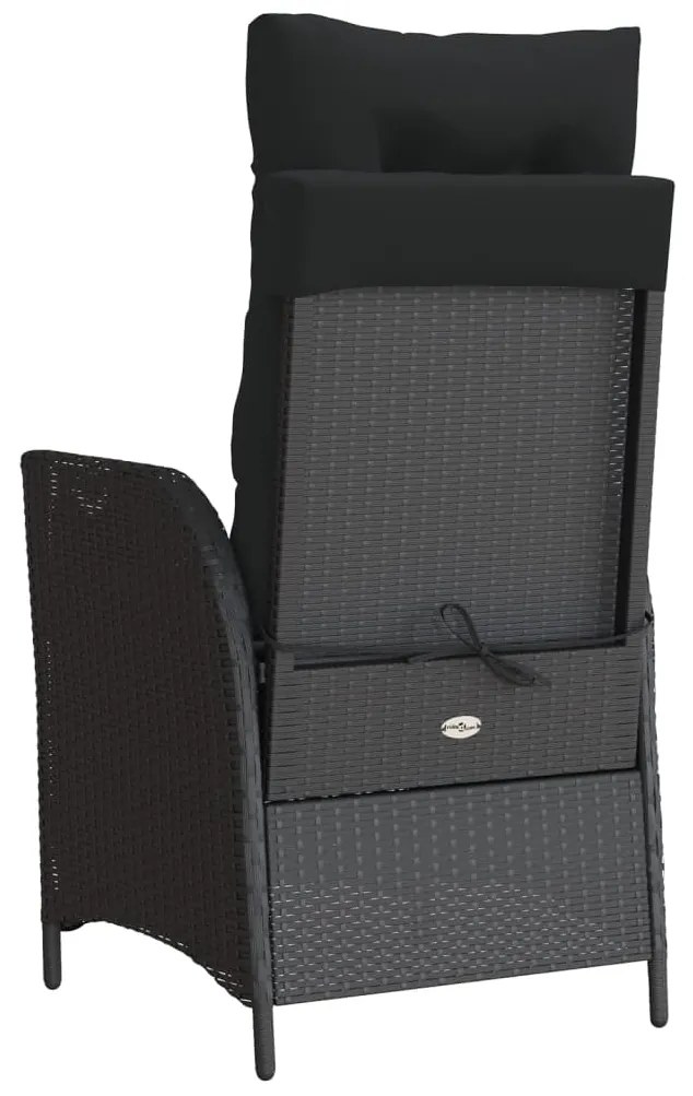 vidaXL Καρέκλες Κήπου Ανακλινόμενες 2 τεμ Μαύρο Συνθ. Ρατάν &amp; Υποπόδιο