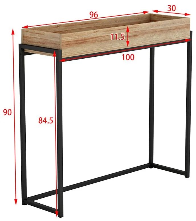 Κονσόλα Mentez φυσικό-μαύρο 100x30x90εκ