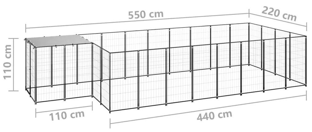 Σπιτάκι Σκύλου Μαύρο 10,89 m² Ατσάλινο   - Μαύρο