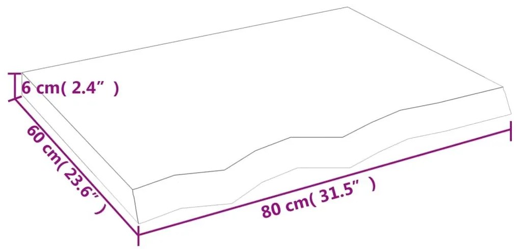 Πάγκος Μπάνιου Σκούρο Καφέ 80x60x(2-6) εκ. Επεξεργ. Μασίφ Ξύλο - Γκρι