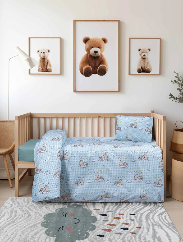 Βρεφικό Σετ Σεντόνια BEARLY Μπλε Σετ σεντόνια λύκνου: 70 x 120 εκ. MADI