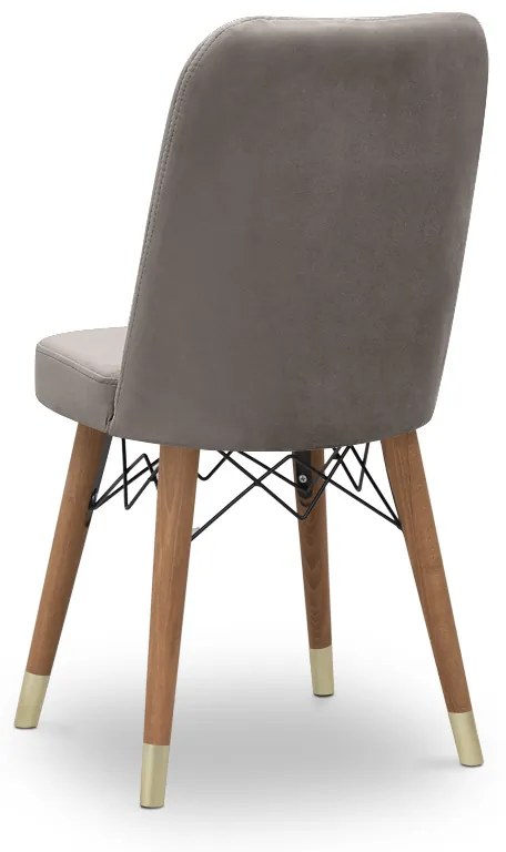 Καρέκλα τραπεζαρίας Carla Megapap από βελούδο χρώμα μπεζ - καρυδί/χρυσό πόδι 45x46x90εκ. - Βελούδο - GP044-0003,4