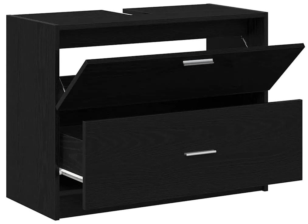 vidaXL Ντουλάπι Νεροχύτη Μαύρη Οξυά 78 x 37 x 59 cm Επεξεργασμένο ξύλο