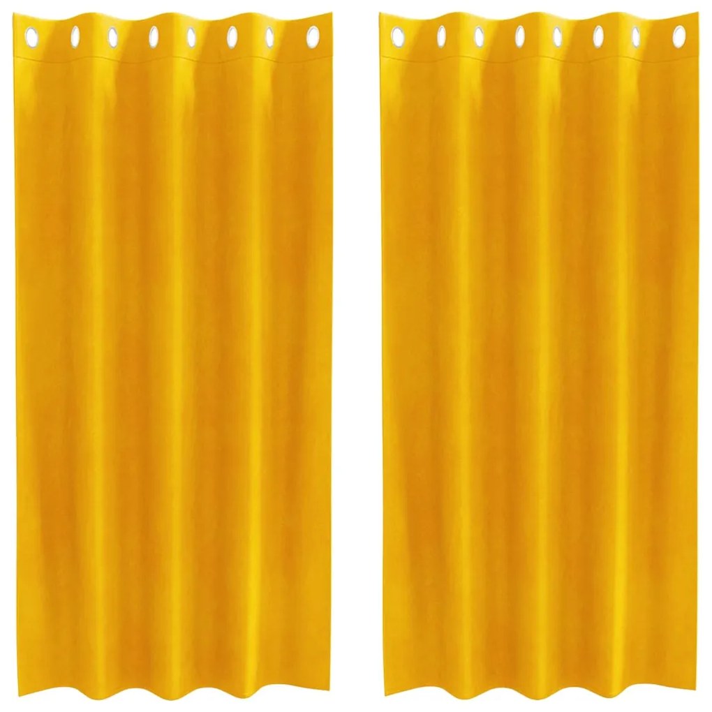 vidaXL Κουρτίνες 2 pcs Χαμομηλί κίτρινο 140 x 175 cm Βελούδο