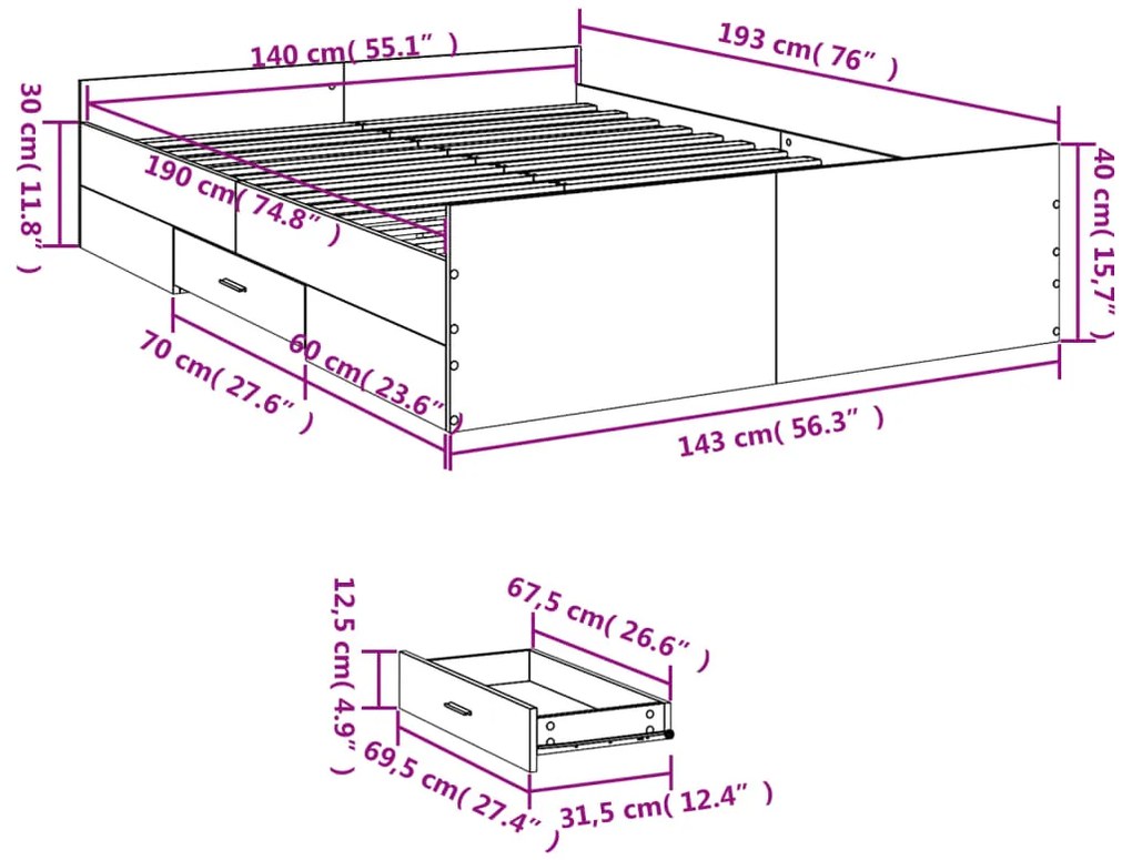 ΠΛΑΙΣΙΟ ΚΡΕΒΑΤΙΟΥ ΜΕ ΣΥΡΤΑΡΙΑ ΚΑΦΕ ΔΡΥΣ 140X190ΕΚ.ΕΠΕΞ. ΞΥΛΟ 3280313