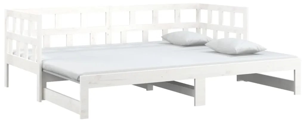 vidaXL Καναπές Κρεβάτι Συρόμενος Λευκός 2x(90x200) εκ. από Μασίφ Πεύκο