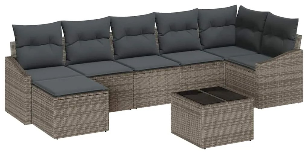 vidaXL Σετ Καναπέ με μαξιλάρι 8 pcs Γκρι συνθετικό ρατάν