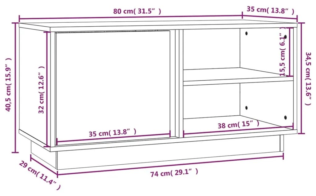 ΈΠΙΠΛΟ ΤΗΛΕΟΡΑΣΗΣ ΓΚΡΙ 80X35X40,5 ΕΚ. ΑΠΟ ΜΑΣΙΦ ΞΥΛΟ ΠΕΥΚΟΥ 814466