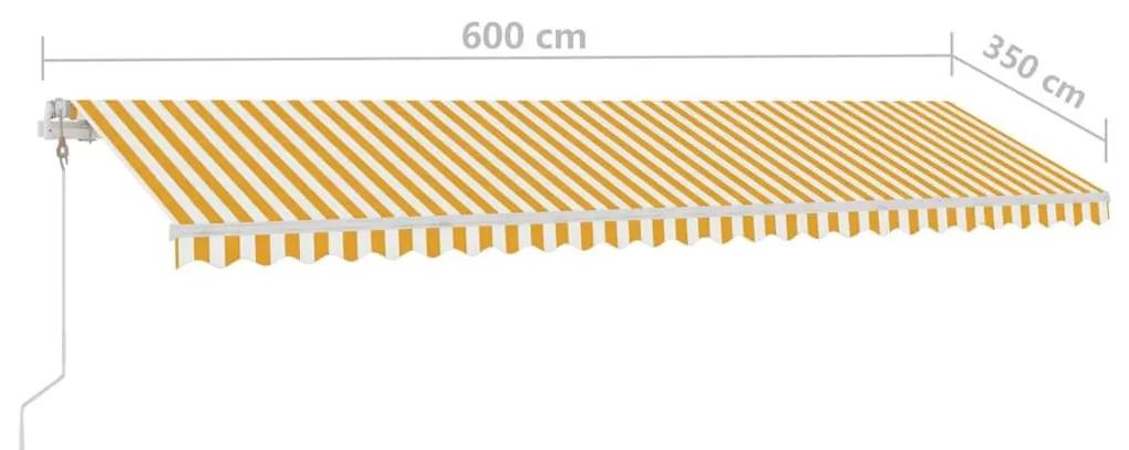 Τέντα Αυτόματη Ανεξάρτητη Κίτρινο / Λευκό 600x350 εκ. - Κίτρινο