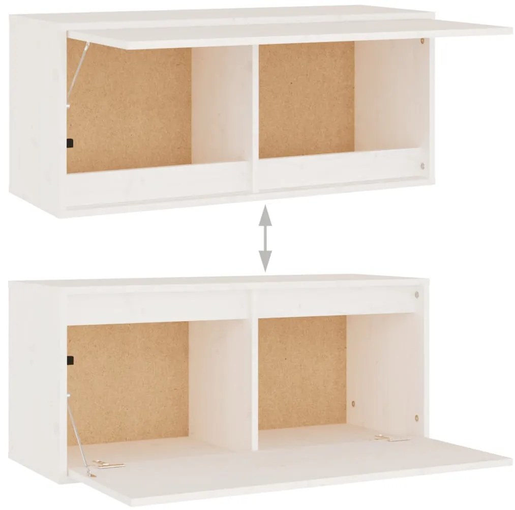 vidaXL Έπιπλα Τηλεόρασης 2 τεμ. Λευκά από Μασίφ Ξύλο Πεύκου