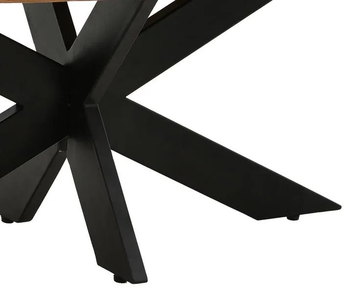 Τραπέζι Royalty I μασίφ ξύλο mango 4εκ σε φυσικό με πόδι μεταλλικό μαύρο Φ130x77εκ. 130x130x77 εκ.