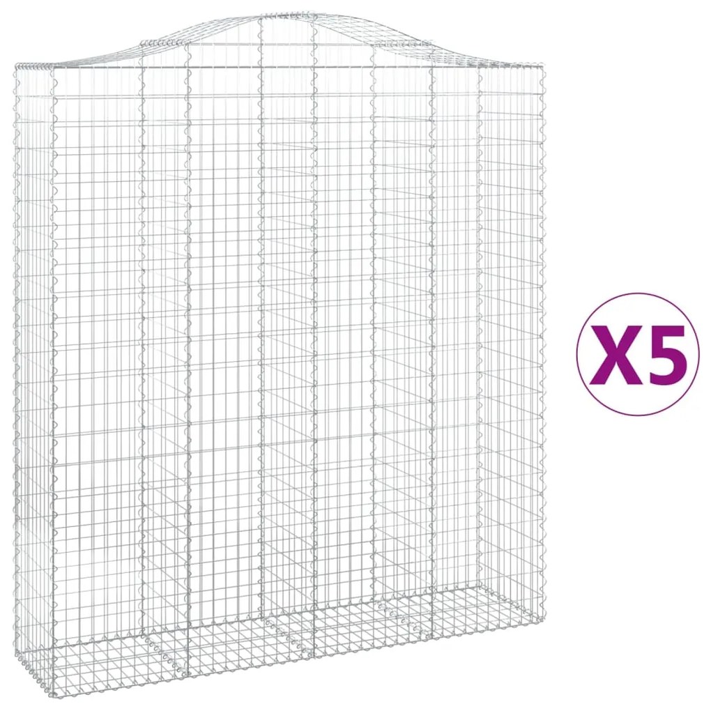 vidaXL Συρματοκιβώτια Τοξωτά 5 τεμ. 200x50x220/240 εκ. Γαλβαν. Ατσάλι