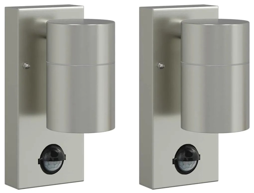 vidaXL Εξωτερικά Φωτιστικά Τοίχου 2 pcs Ασημί 6.5 x 10.5 x 16 εκ.