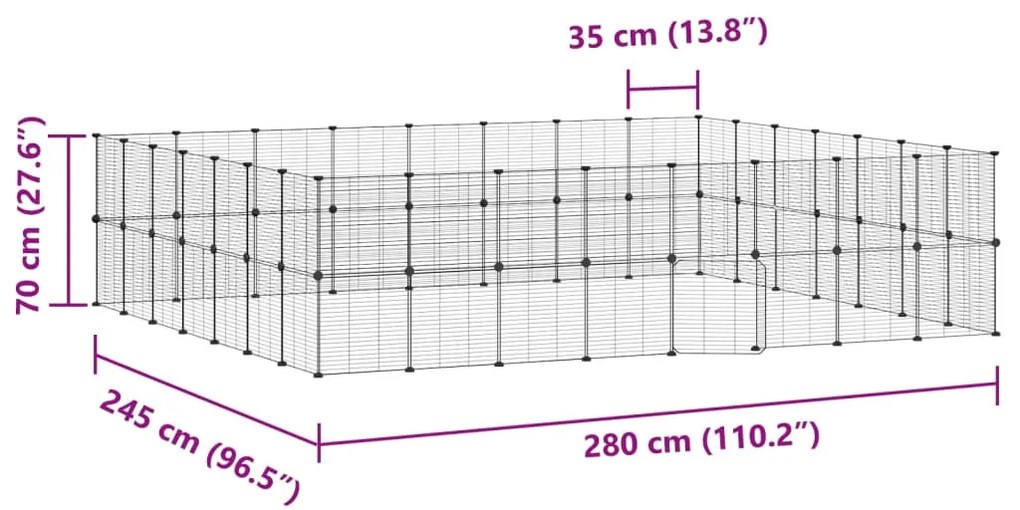 vidaXL Κλουβί Κατοικίδιων με 60 Πάνελ + Πόρτα Μαύρο 35 x 35εκ Ατσάλινο