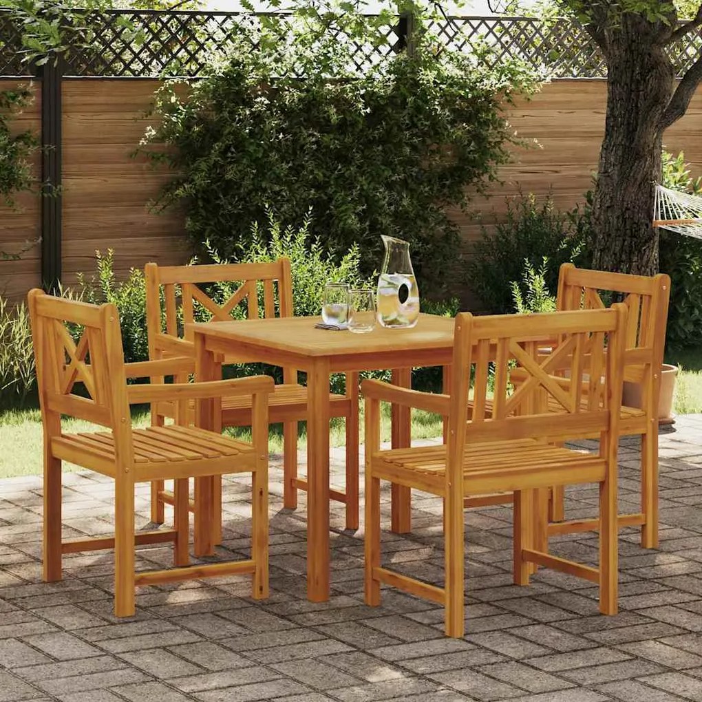 vidaXL Σέτ φαγητού για κήπο 5 pcs Καφέ Μασίφ ξύλο ακακίας