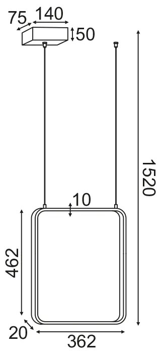 ΚΡΕΜΑΣΤΟ ΦΩΤΙΣΤΙΚΟ LED 19W 3000K 1820LM ΜΑΥΡΟ ΜΕΤΑΛΛΙΚΟ 36X14XH1520CM SYMETRIA - 1.5W - 20W - V30LEDP36BK