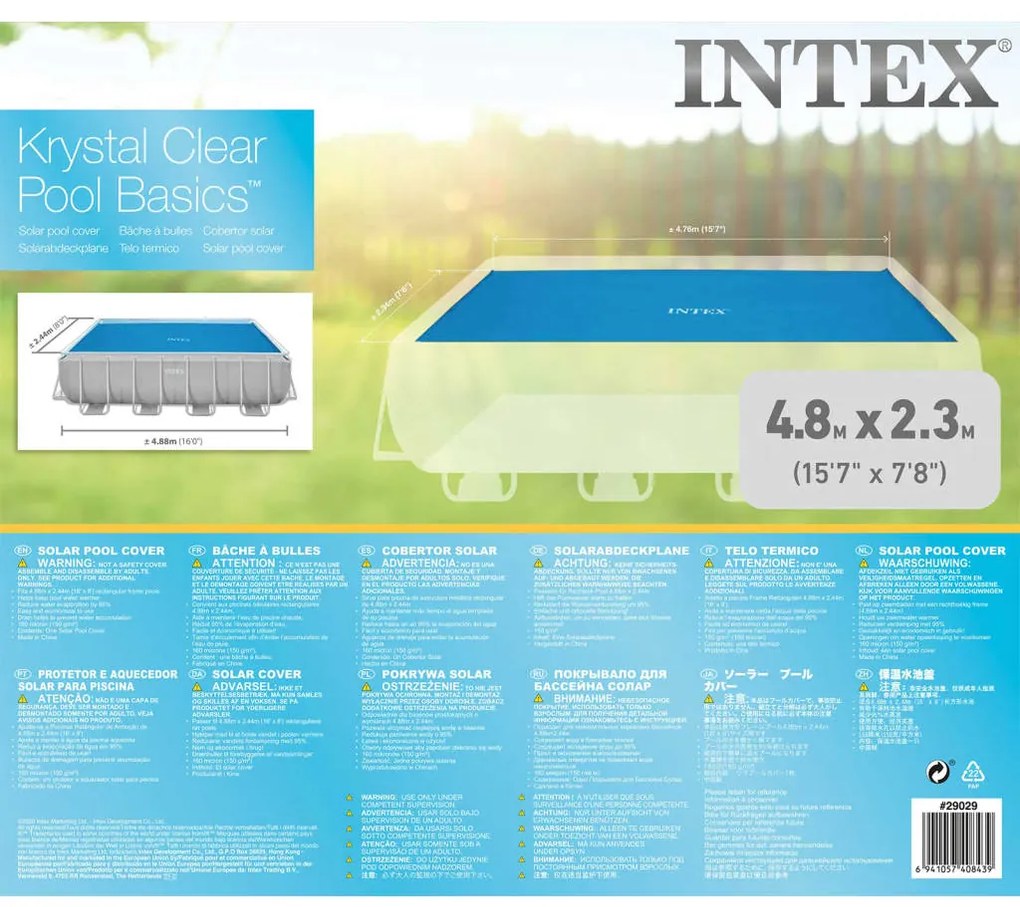 INTEX Κάλυμμα Πισίνας Ηλιακό Ορθογώνιο 488 x 244 εκ.