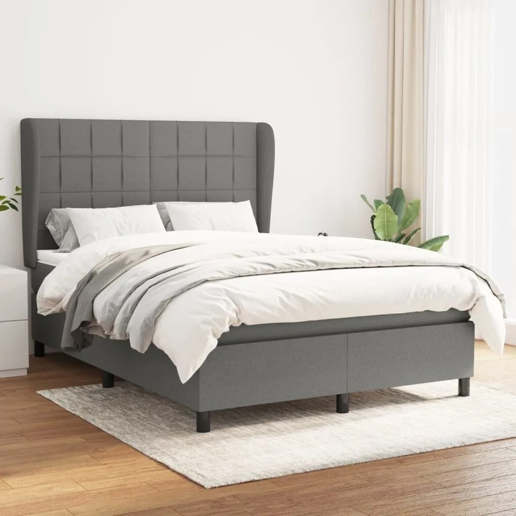 ΚΡΕΒΑΤΙ BOXSPRING ΜΕ ΣΤΡΩΜΑ ΣΚΟΥΡΟ ΓΚΡΙ 140X200 ΕΚ ΥΦΑΣΜΑΤΙΝΟ 3127966