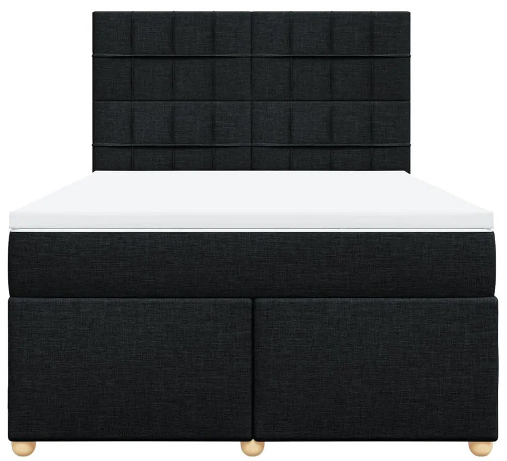 vidaXL Κρεβάτι Boxspring με Στρώμα Μαύρο 140x200 εκ. Υφασμάτινο