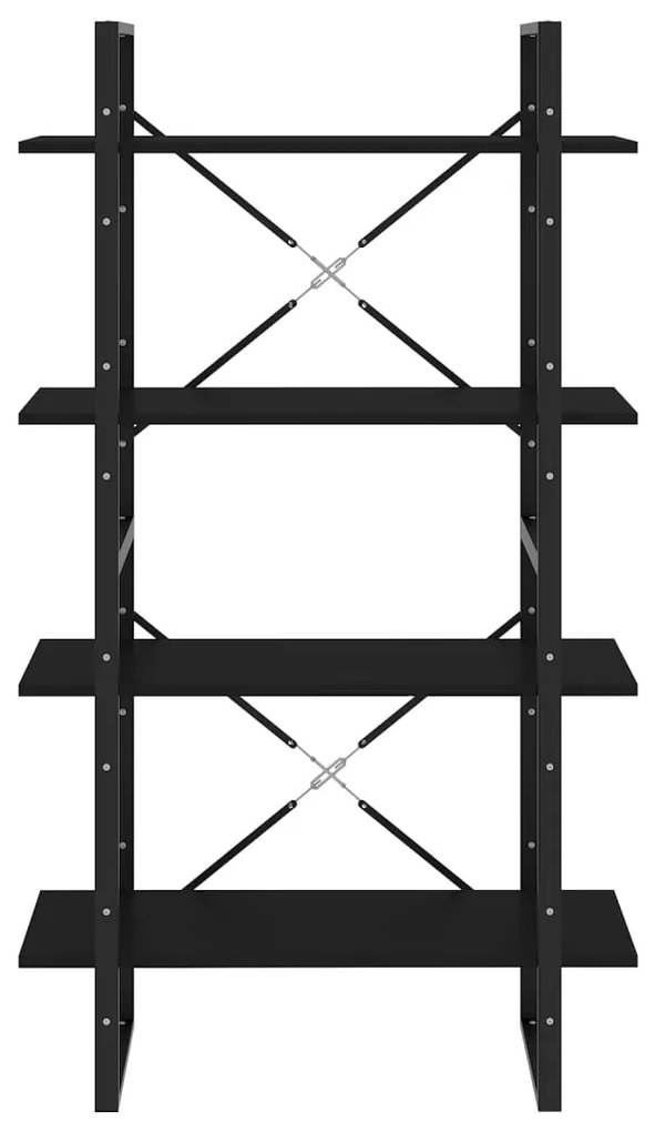 vidaXL Βιβλιοθήκη με 4 Ράφια Μαύρη 80 x 30 x 140 εκ. από Επεξ. Ξύλο