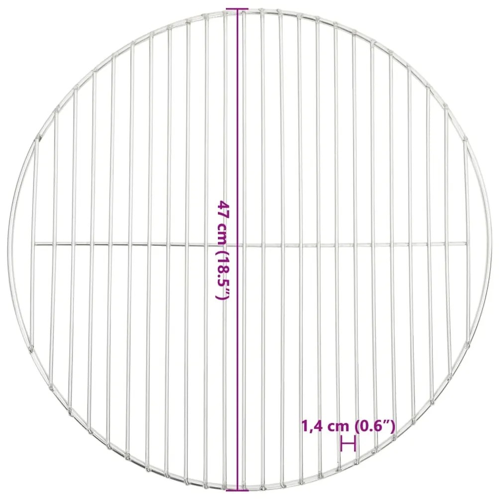 vidaXL Σχάρα Ψησίματος Στρογγυλή Ø47 εκ. Ανοξείδωτο Ατσάλι 304